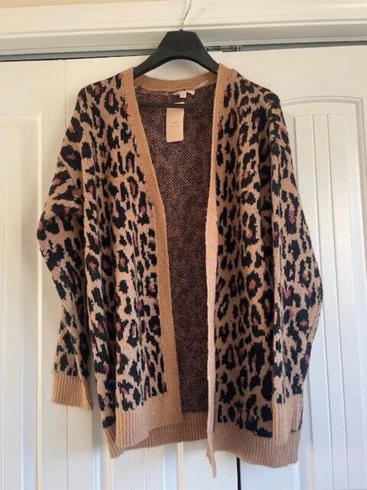 Women's Como Vintage Cheetah Print Cardigan Sweater w/tags